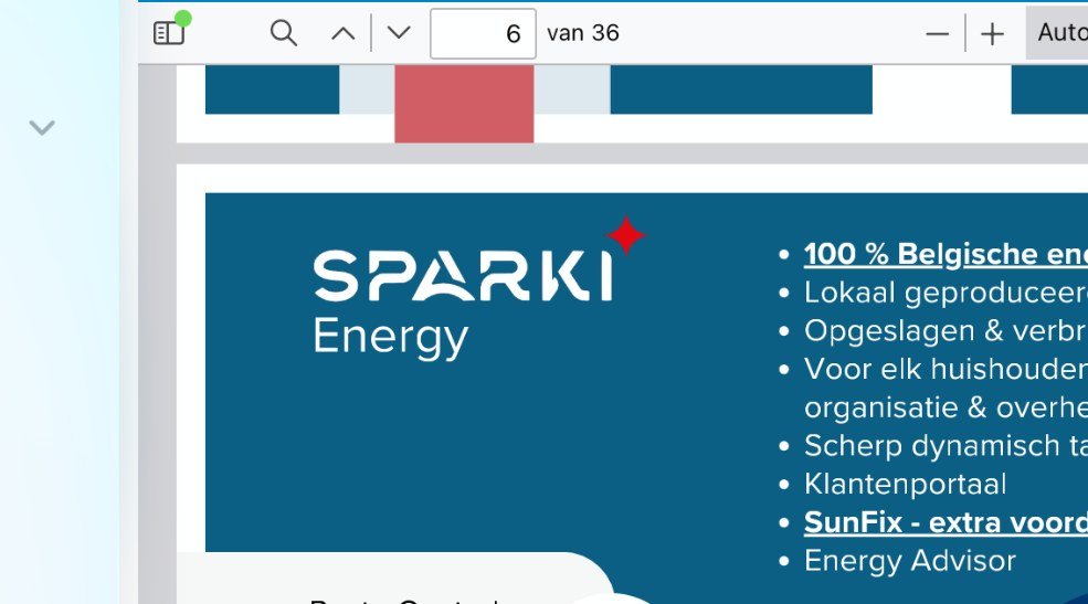 Aangeleverde presentatie over Sparki Energy als Belgische energieleverancier