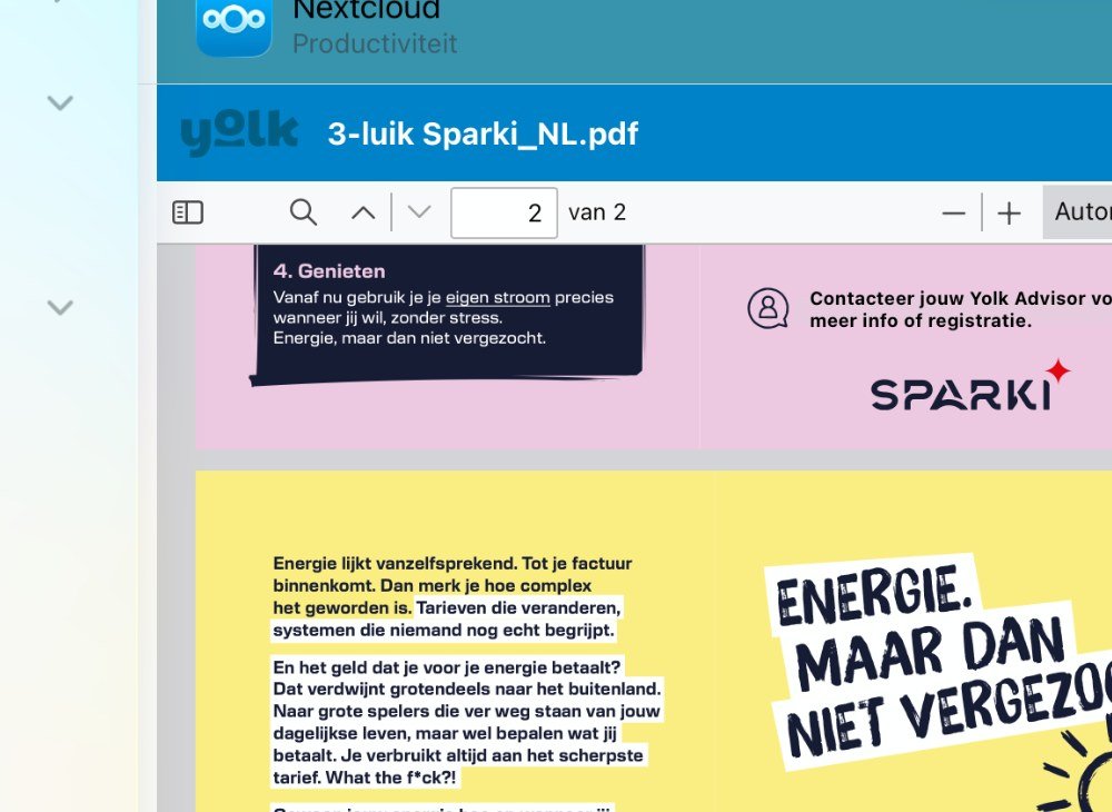 Aangeleverde Sparki XL-flyer over zonnepanelen en batterij